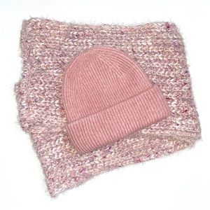 A.N.A wine purple pink matching knit beanie circle infinity scarf